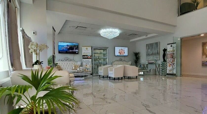 Luxurious interior of K-BTS Main Shop in Calgary, Alberta, CA with elegant seating and decor.