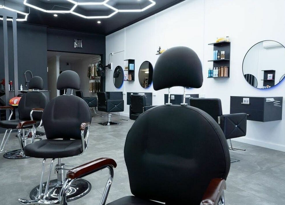 Modern styling chairs at 3 Points Hair Extensions and Barbering, Melbourne, Victoria, AU.