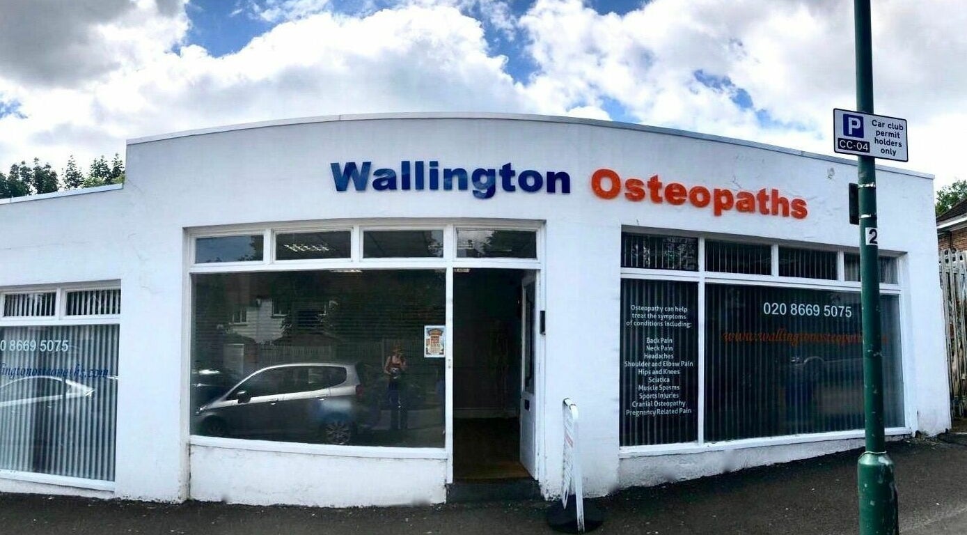 Exterior view of Wallington Osteopaths at Carshalton Beeches, England, GB, showcasing its welcoming entrance.