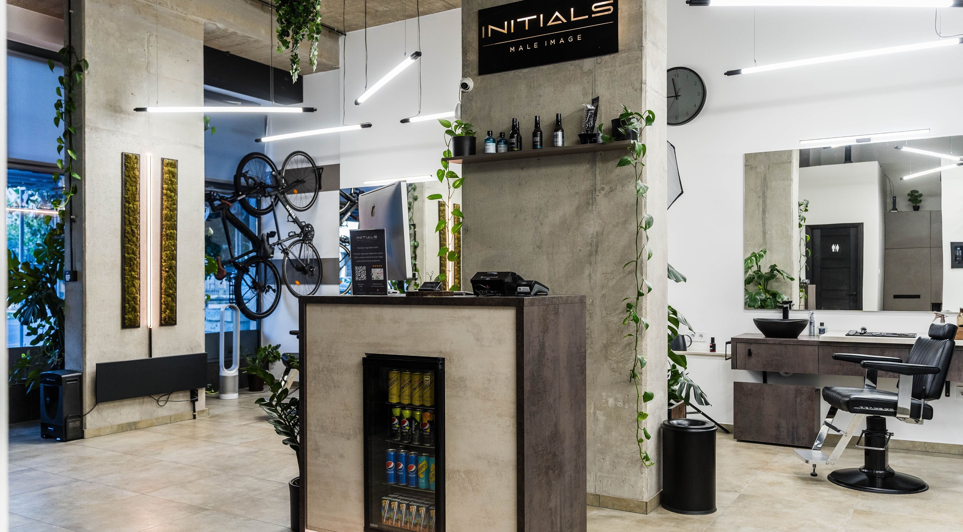 Modern interior of Initials, a beauty venue in Budapest, Magyar, HU, featuring sleek decor and stylish setups.