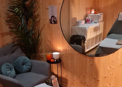 Cozy treatment room with mirror at ELC Aesthetics, Beauty & Training, Lurgan, Northern Ireland, GB.