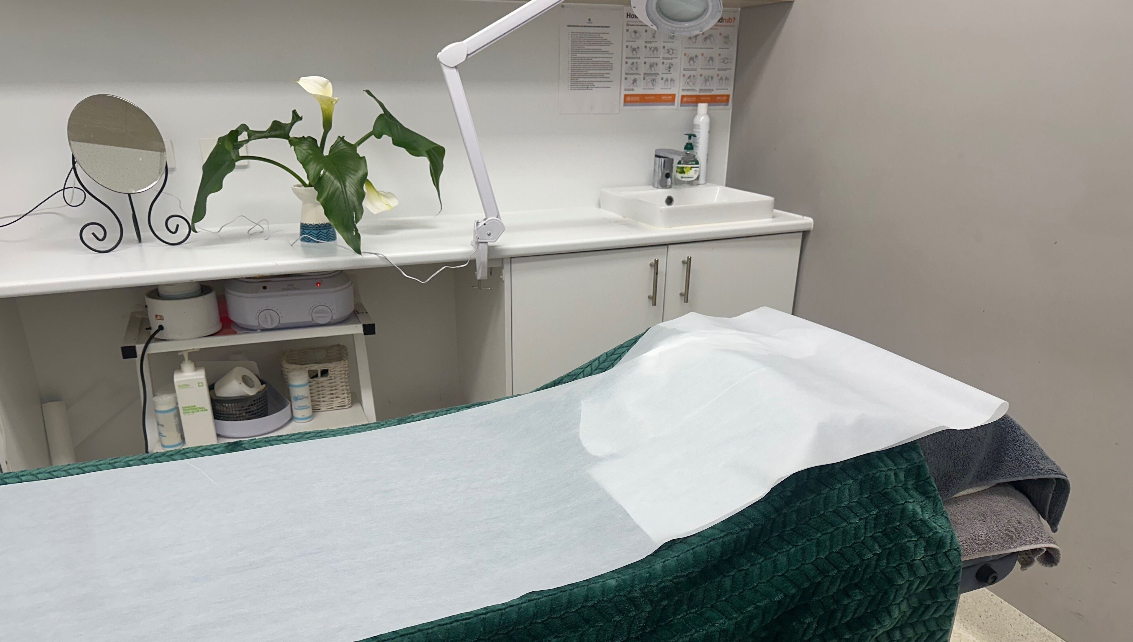 Relaxing treatment room at Westgarth Beauty in Melbourne, Victoria, AU, featuring a serene setup and greenery.