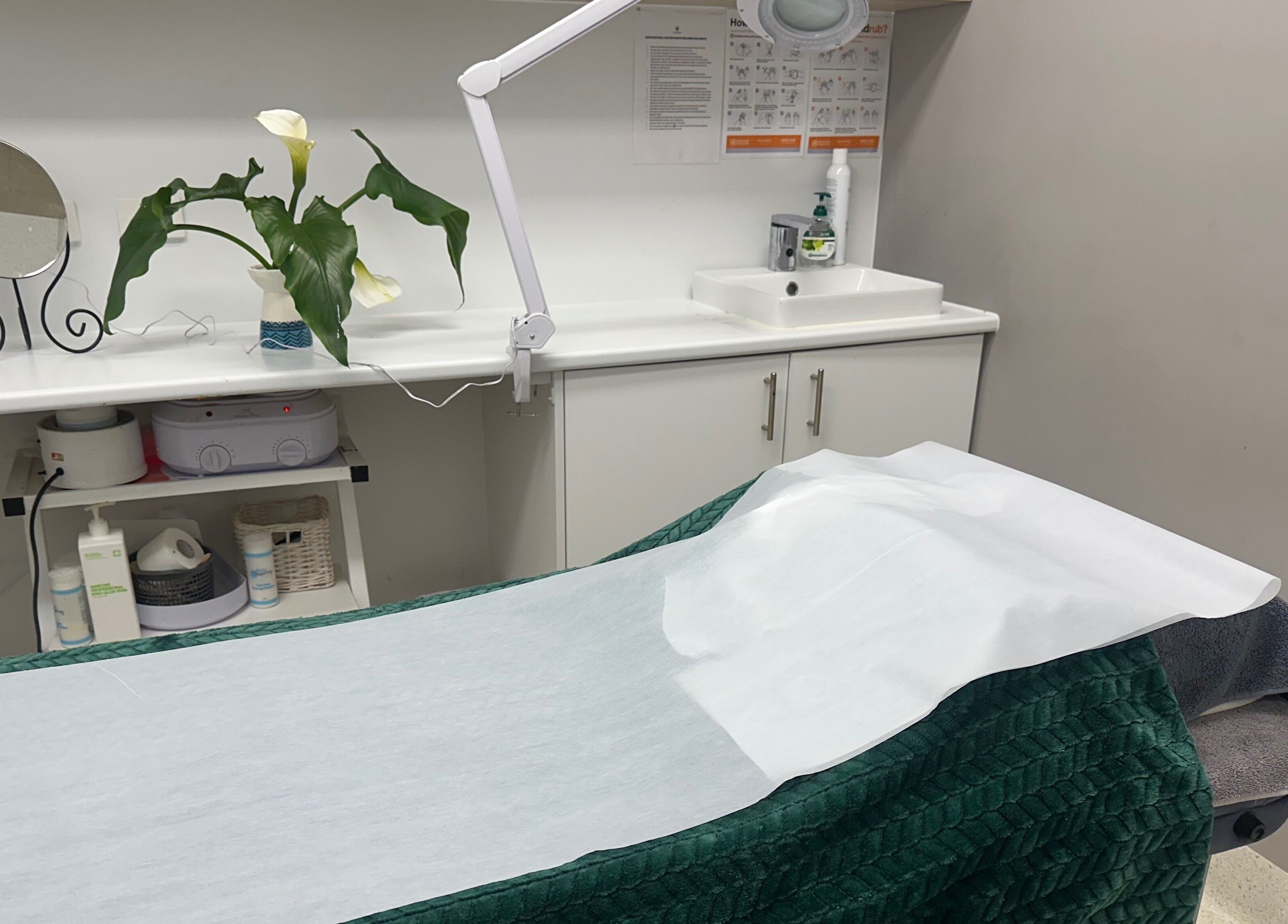 Relaxing treatment room at Westgarth Beauty in Melbourne, Victoria, AU, featuring a serene setup and greenery.