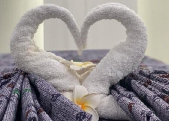 Elegant swan towel arrangement at Aora Spa and Wellness Port Dickson Negeri Sembilan, Port Dickson, Negeri Sembilan, MY.