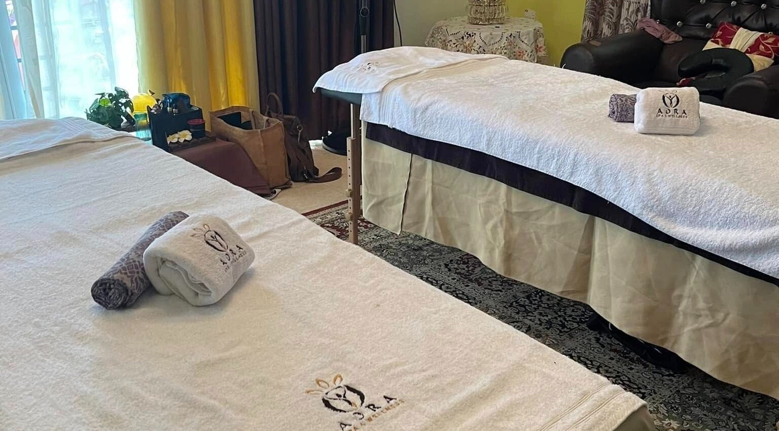 Relaxing spa room at Aora Spa and Wellness - Lumut, featuring massage beds, Lumut, Perak, MY.