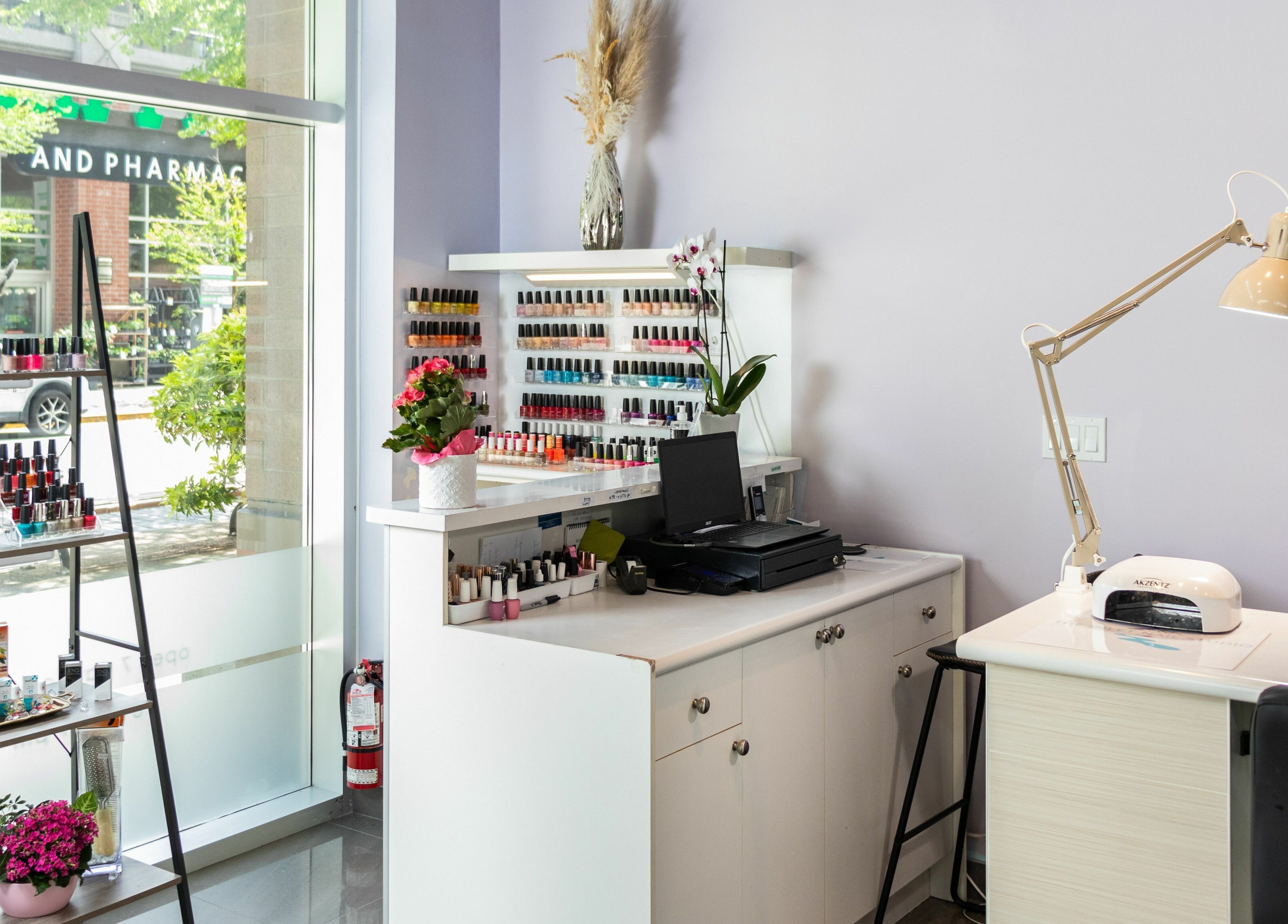 Bright nail polish display at The Inlet Nail Studio, Port Moody, British Columbia, CA.