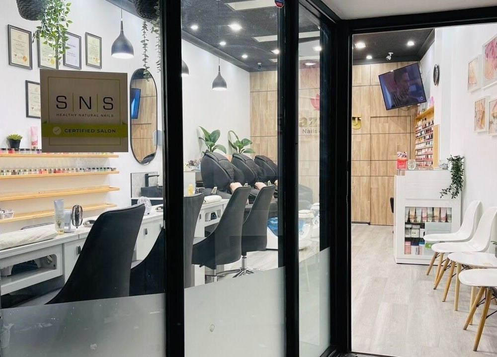 Inside look at Dazzling Nails and Beauty salon, Caringbah, New South Wales, AU—modern decor and comfortable seating.