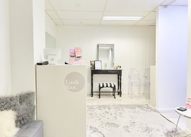 Elegant Lash Bar reception at Bondi Junction, New South Wales, AU with cozy furnishings.