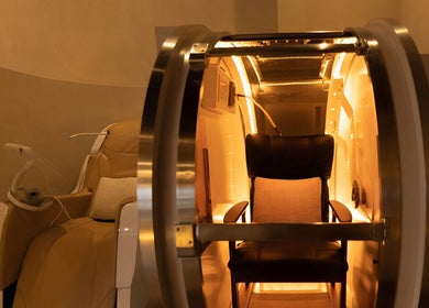 Luxury spa capsule at Body WRL, Rosebery, NSW, AU, offering advanced wellness treatments in a serene setting.
