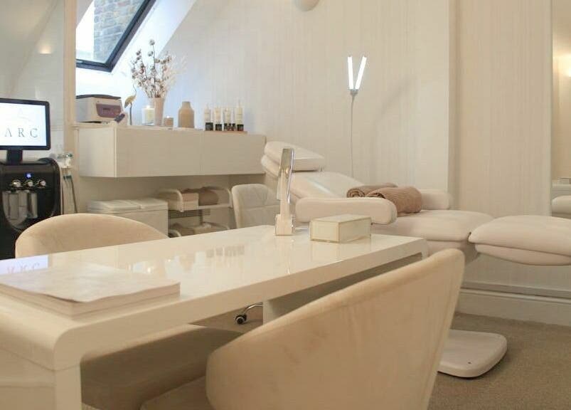 Luxurious treatment room at ARC Aesthetics and Laser in London, England, GB, featuring modern spa facilities.