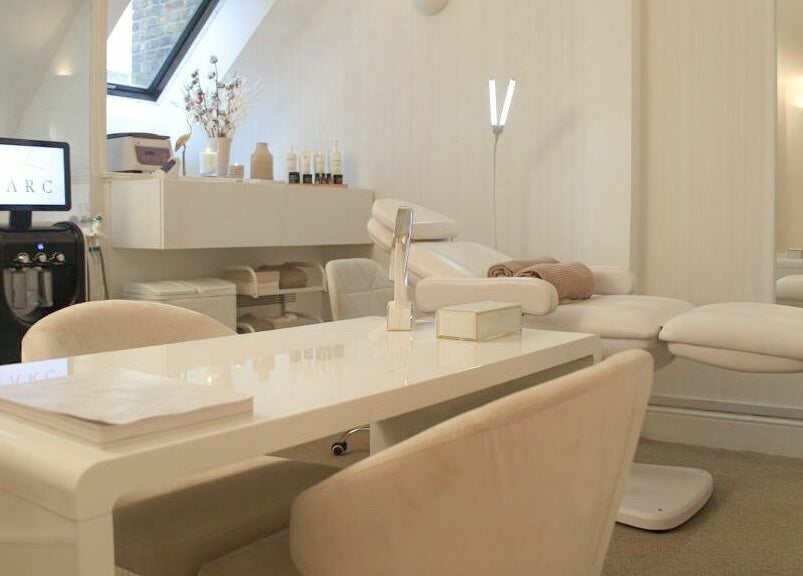Luxurious treatment room at ARC Aesthetics and Laser in London, England, GB, featuring modern spa facilities.