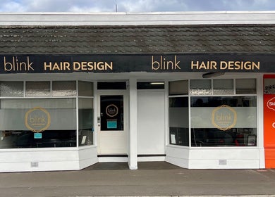 Blink Hair Design storefront in Christchurch, Canterbury, NZ, showcasing modern design and inviting entrance.