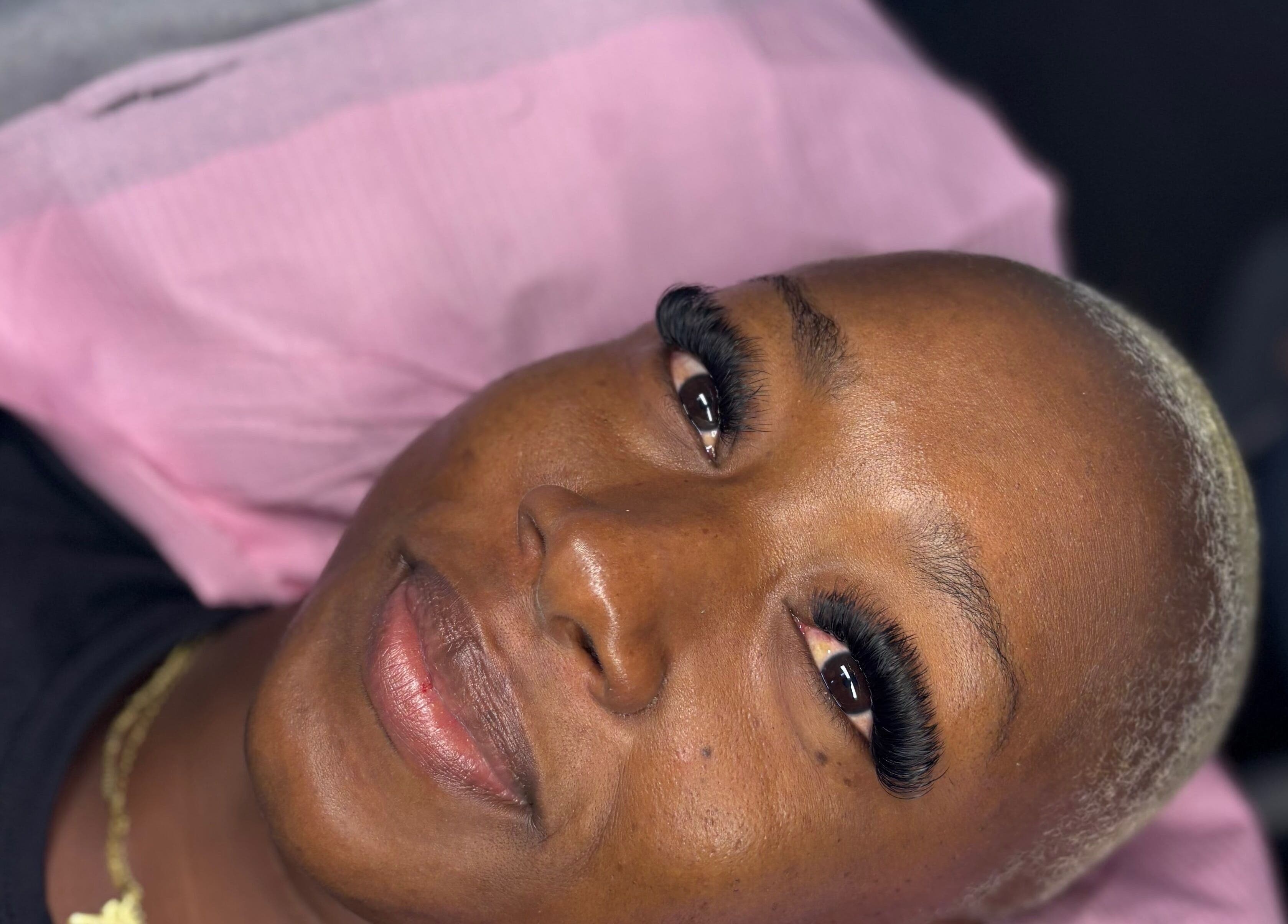 Client with styled lashes at Lashtemptation & Aesthetics, Bridgetown, Saint Michael, BB.