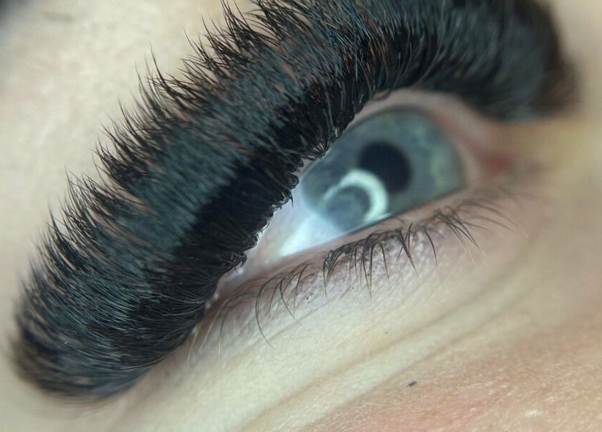 Close-up of voluminous lash extension at The Vanity Lounge, Warrnambool, Victoria, AU.