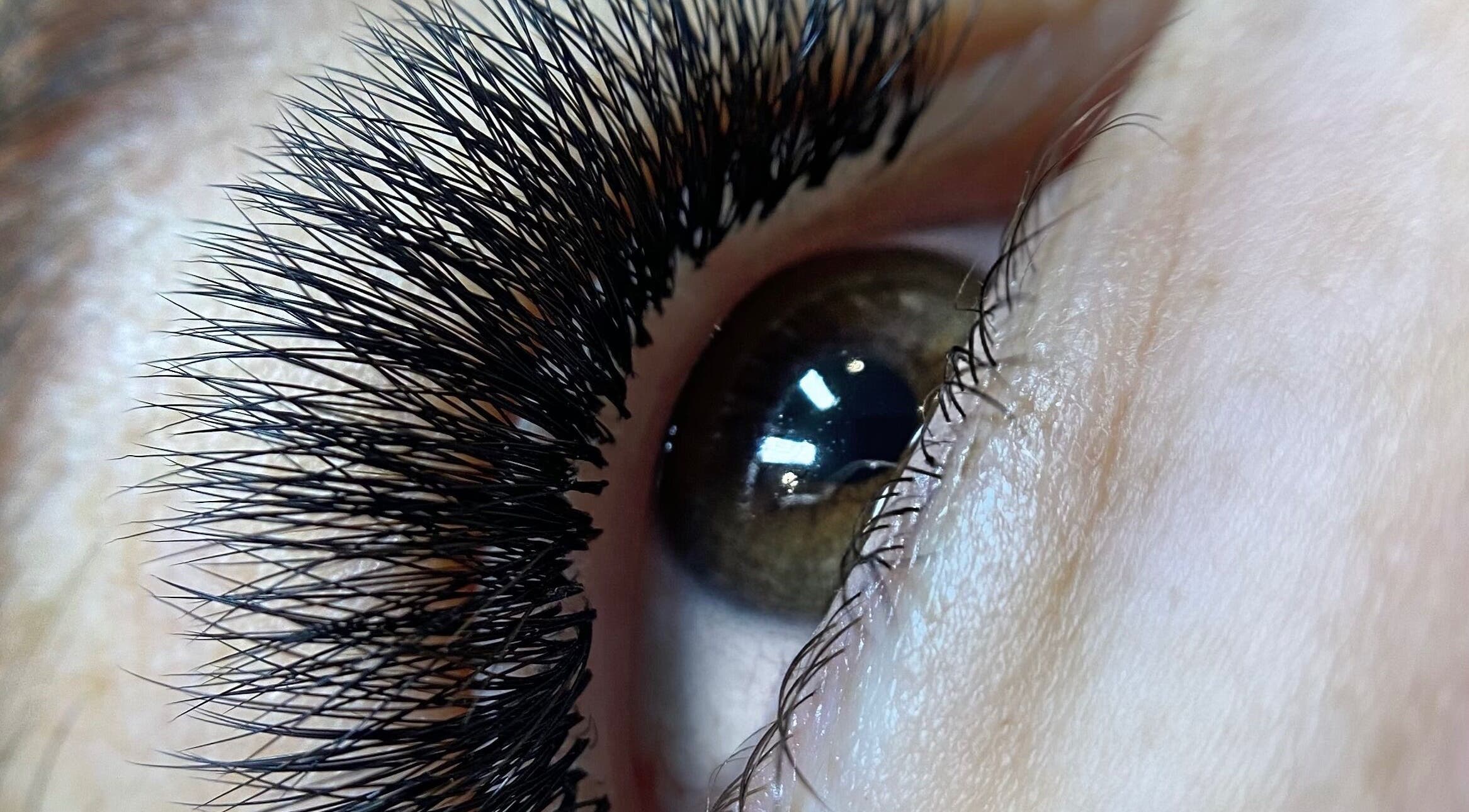 Close-up of beautifully styled lashes at I Hart Beauty, Kirkham, England, GB.