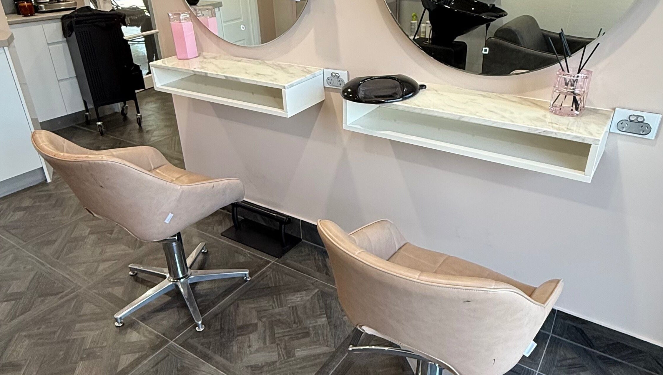 Elegant salon stations at Unique Hair by Lea, Catherine Field, New South Wales, AU.