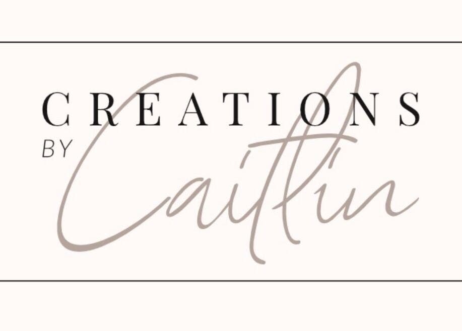 Creations by Caitlin logo, Fareham, England, GB in elegant script.