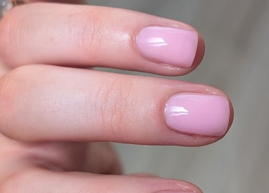 Elegant pink manicure at Amber Lees, Conwy, Wales, GB. Showcasing expert nail services.
