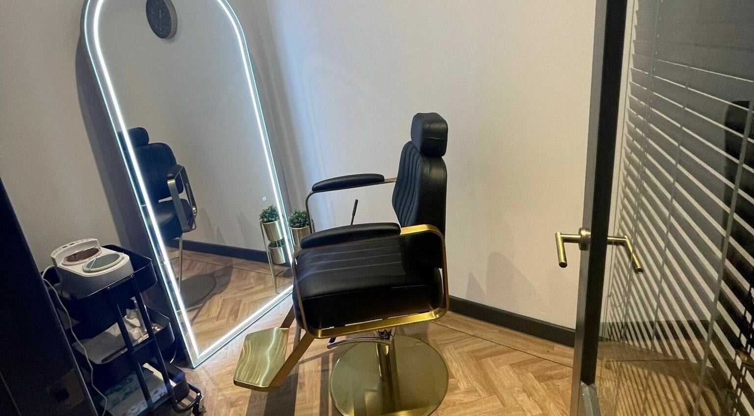 Elegant salon chair at À La Mode, Colchester, England, GB. Perfect for upscale beauty treatments.