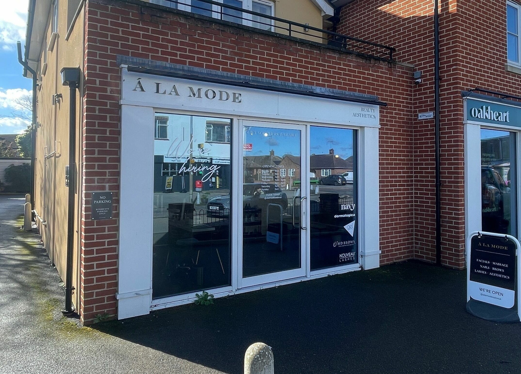 Exterior of À La Mode, Colchester, showcasing its inviting glass doors in Colchester, England, GB.