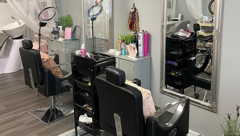 Modern salon chairs and mirrors at Lashes by BW, Atherstone, England, GB, showcasing a stylish beauty space.