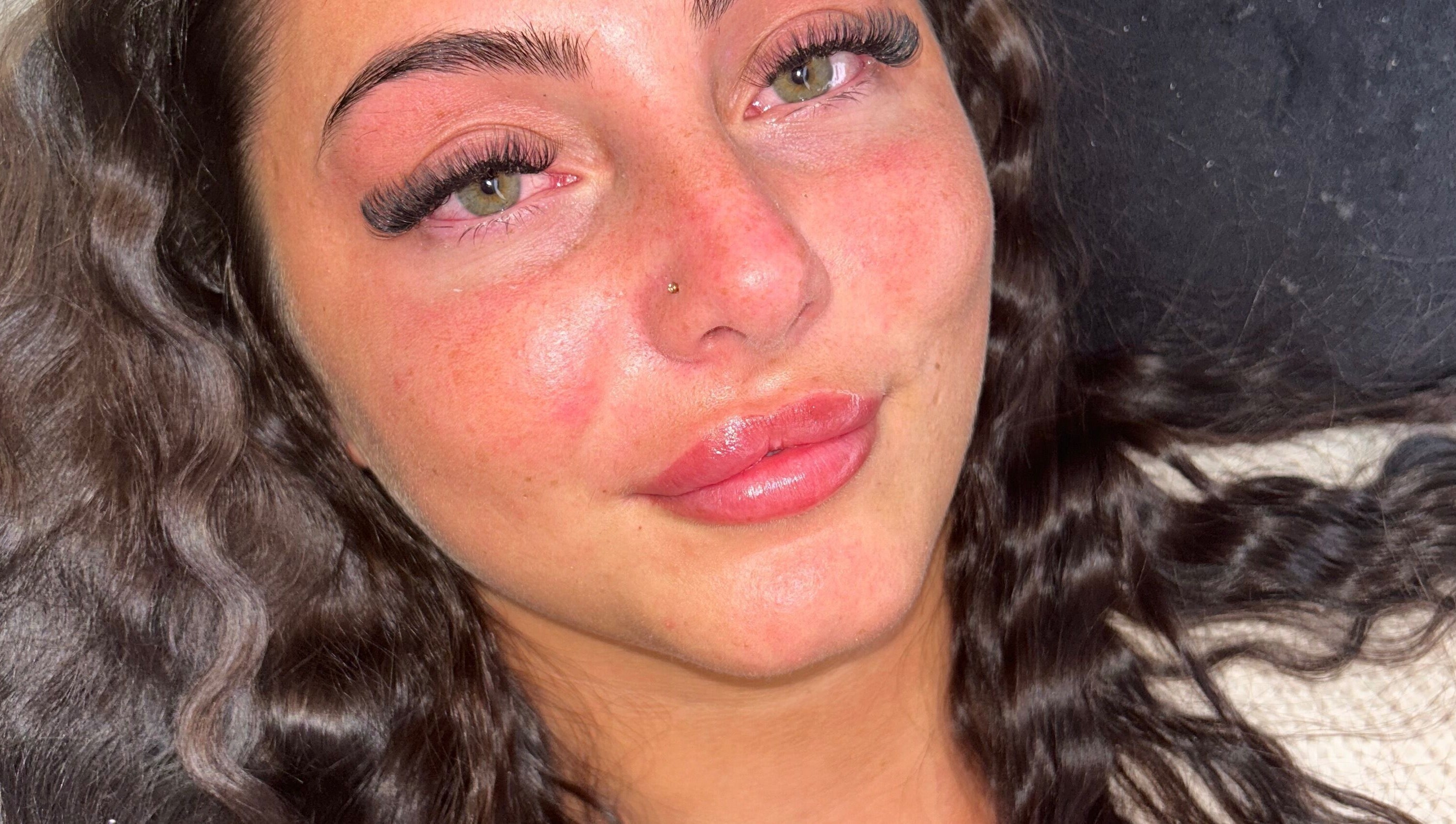 Close-up of a woman with styled lashes at Lashes by BW, Atherstone, England, GB.