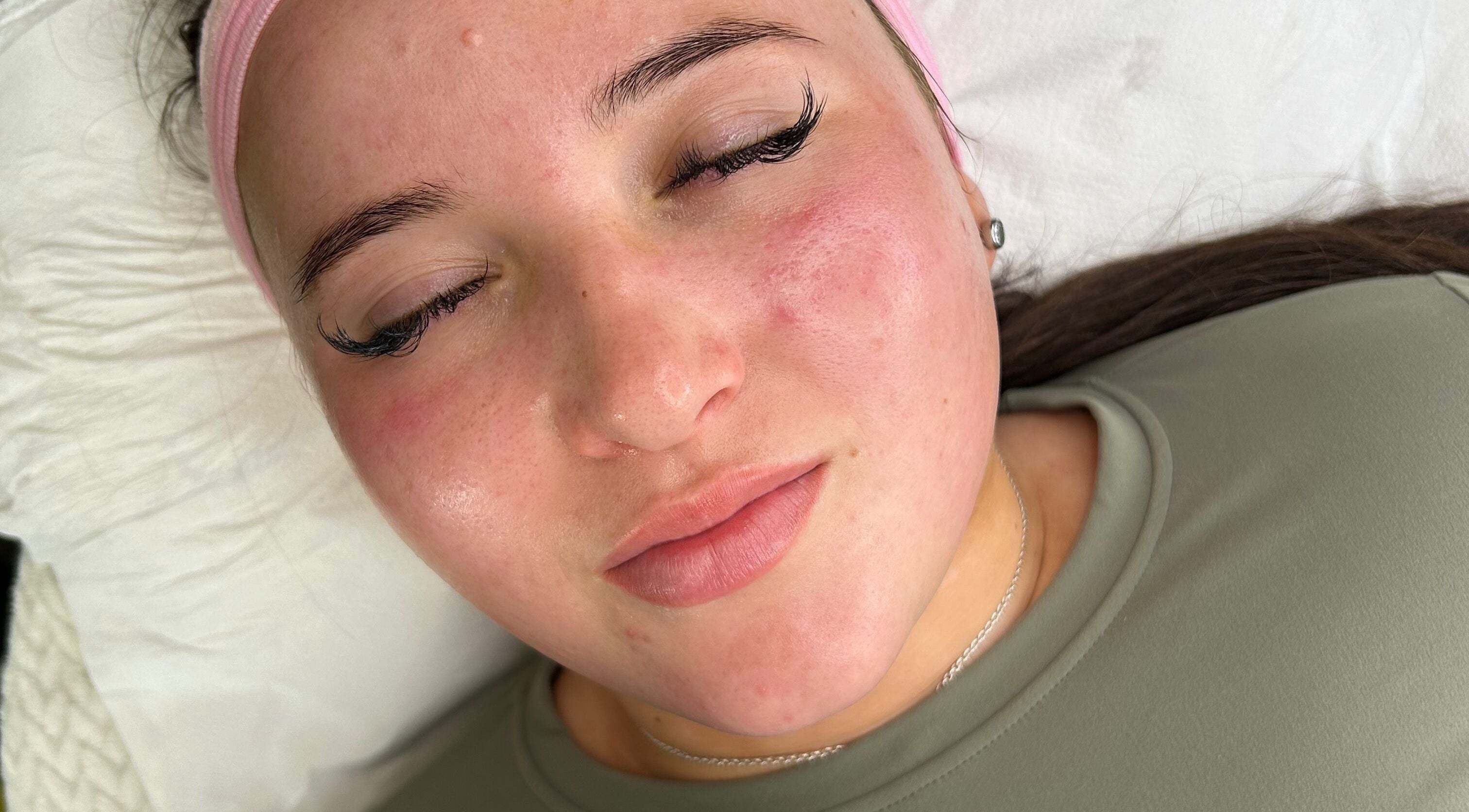 Client with eyelash extensions at Lashes by BW, Atherstone, England, GB showing serene elegance.