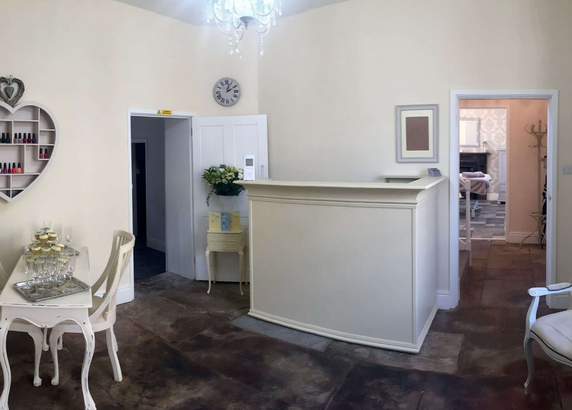 Chic reception area of Azuri in Ripon, England, GB, featuring elegant decor and comfortable seating.