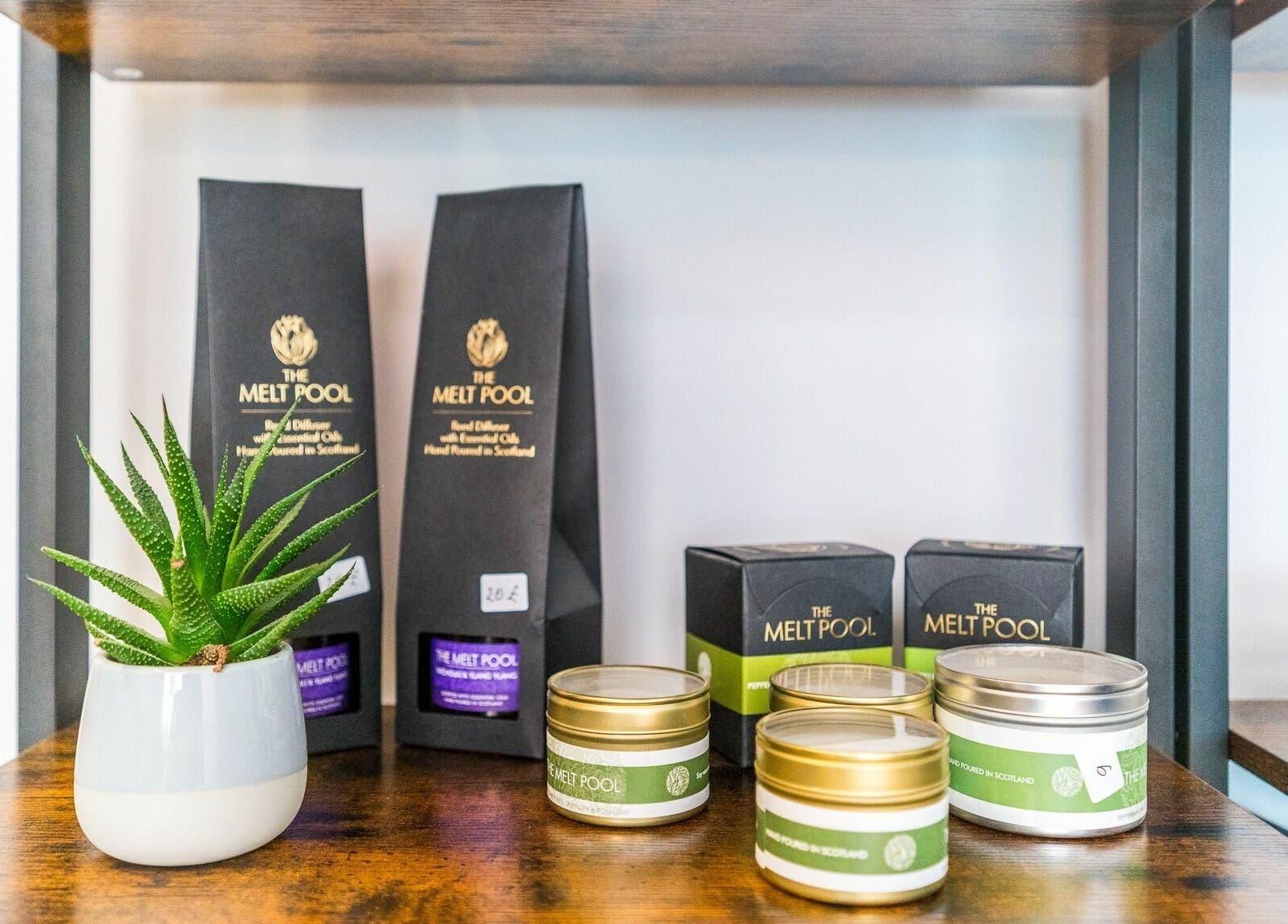 Zen-inspired display of premium beauty products at Walking on Clouds, London, England, GB.