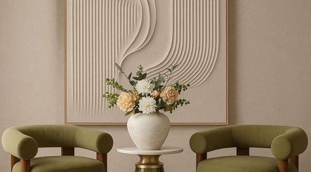Elegant seating area at Walking On Clouds | Maida Vale, London, England, GB with stylish decor.