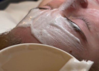 Facial treatment at MBeauty, Dublin, County Dublin, IE. Client enjoying a soothing mask application.
