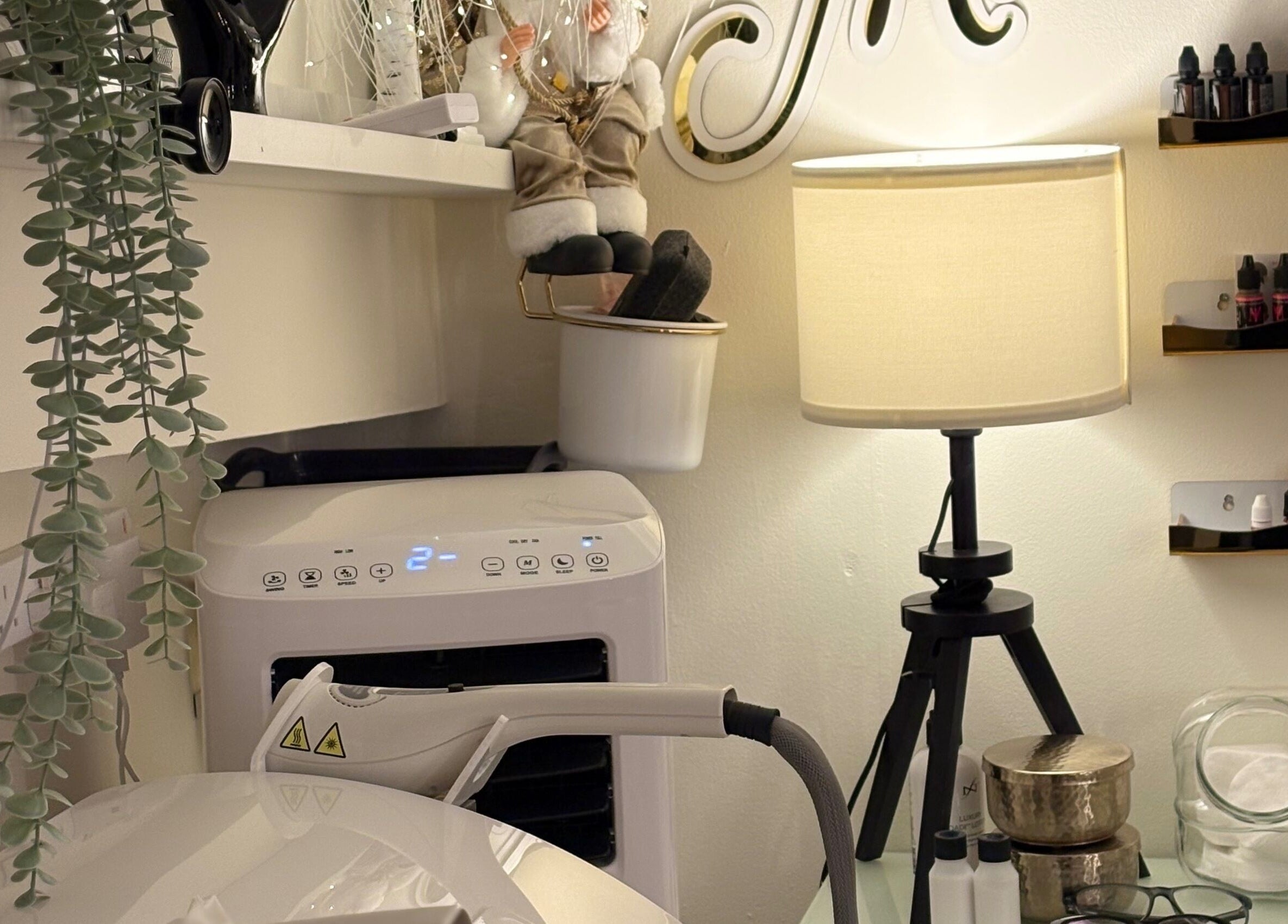 A cozy treatment setup at MBeauty in Dublin, County Dublin, IE, showcasing skincare products and relaxing ambiance.