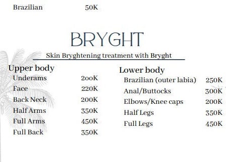 Get Waxed Bintaro service pricing for Bryght skin brightening, available in Banten, Banten, ID.