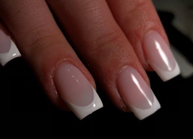 French manicure nails at A K Beauty @ The Salon, Kempston, England, GB, showcasing glossy finish.