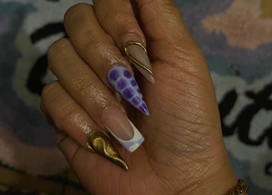 Elegant nail art with purple design at A K Beauty @ The Salon, Kempston. Stunning style in Kempston, England, GB.