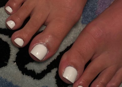 Pristine white pedicure at A K Beauty @ The Salon, Kempston, England, GB.