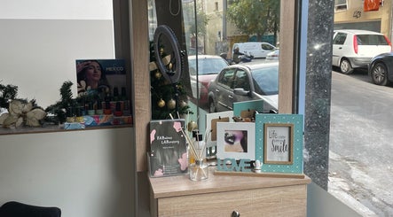 Stylish display of Fabulous Laboratory's beauty products by the window in Athina, Attici, GR.