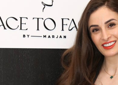 Smiling woman at Face to Face by Marjan, Gladesville, New South Wales, AU emphasizing beauty services.