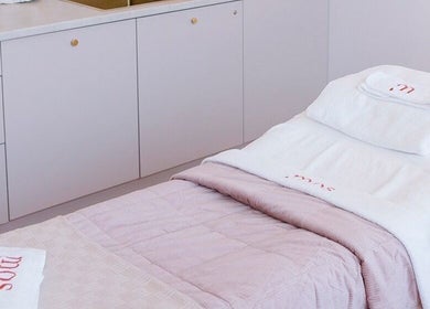 Elegantly prepared treatment room at Ministry of Skin, Torquay, Victoria, AU, highlighting relaxation and comfort.