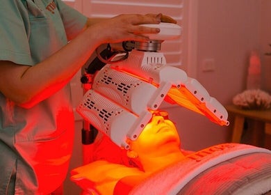 LED light therapy at Ministry of Skin, Torquay, Victoria, AU. A client experiences a calming session.