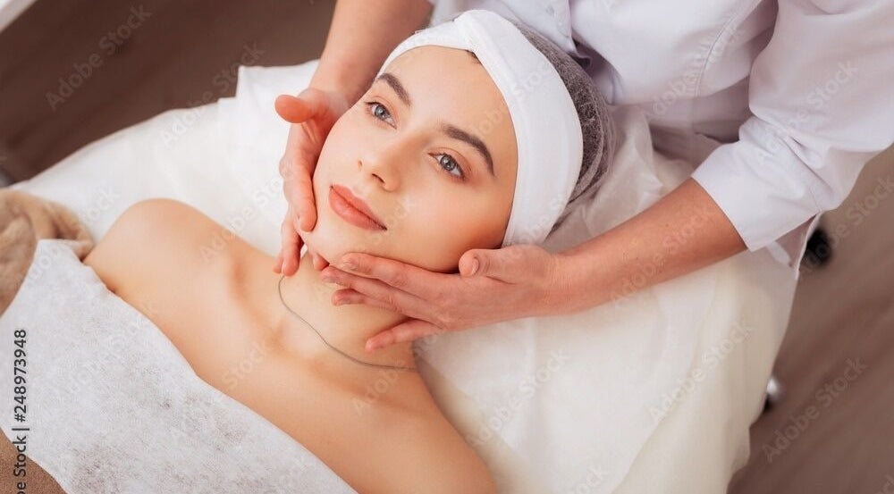 Facial treatment at Chain Lake in Halifax, Nova Scotia, CA. Relaxing spa experience.