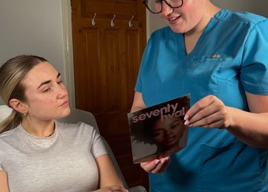 Consultation at Emily Nagle Skin in Wallasey, England with an expert sharing beauty advice.