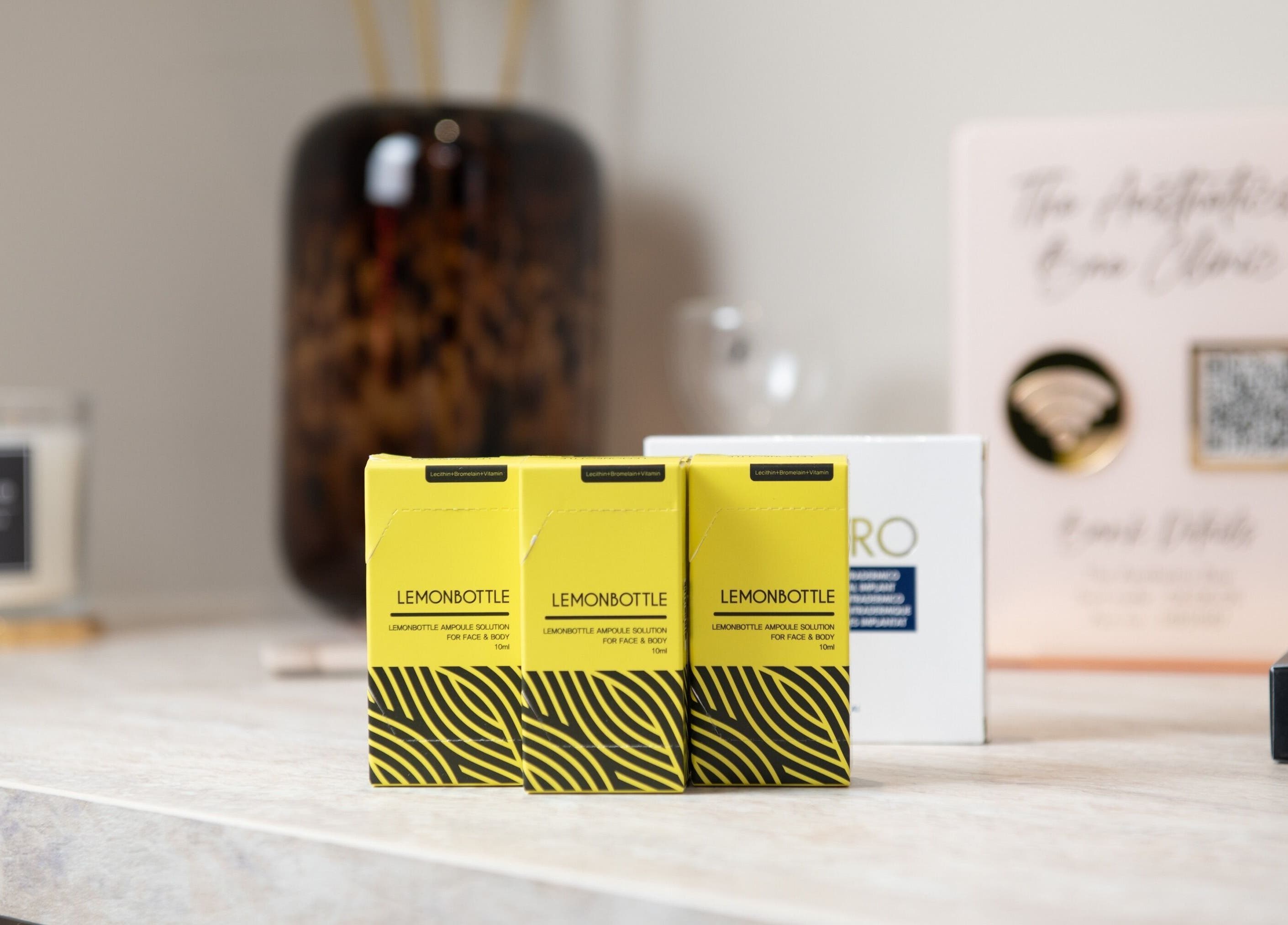 LemonBottle products on display at The Aesthetics Bae Clinic - Winchester, Winchester, England, GB.