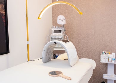 Modern treatment room at STUDIO LEME - Massage, Grooming & Spa, London, England, GB, showcasing advanced skincare tools.