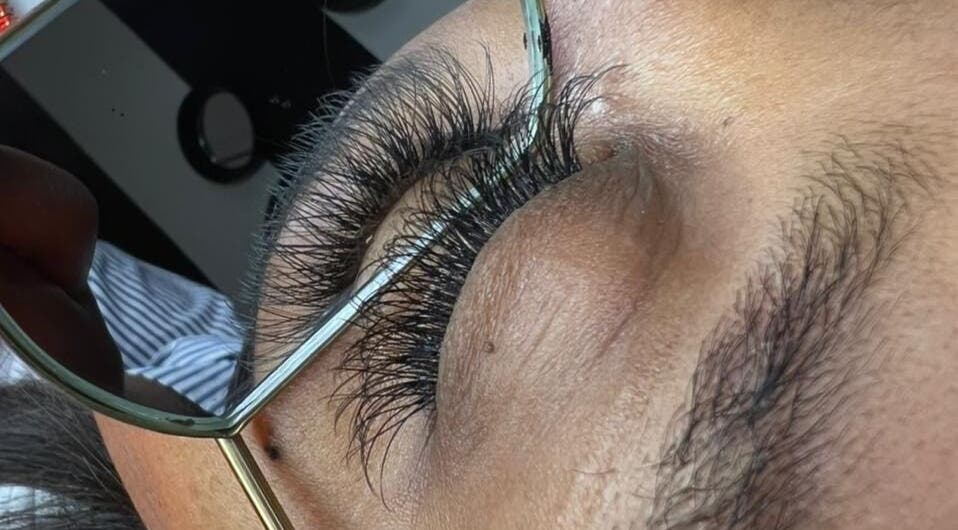 Close-up of expertly applied lashes at Porsh Beauty, Kimberley, Northern Cape, ZA.