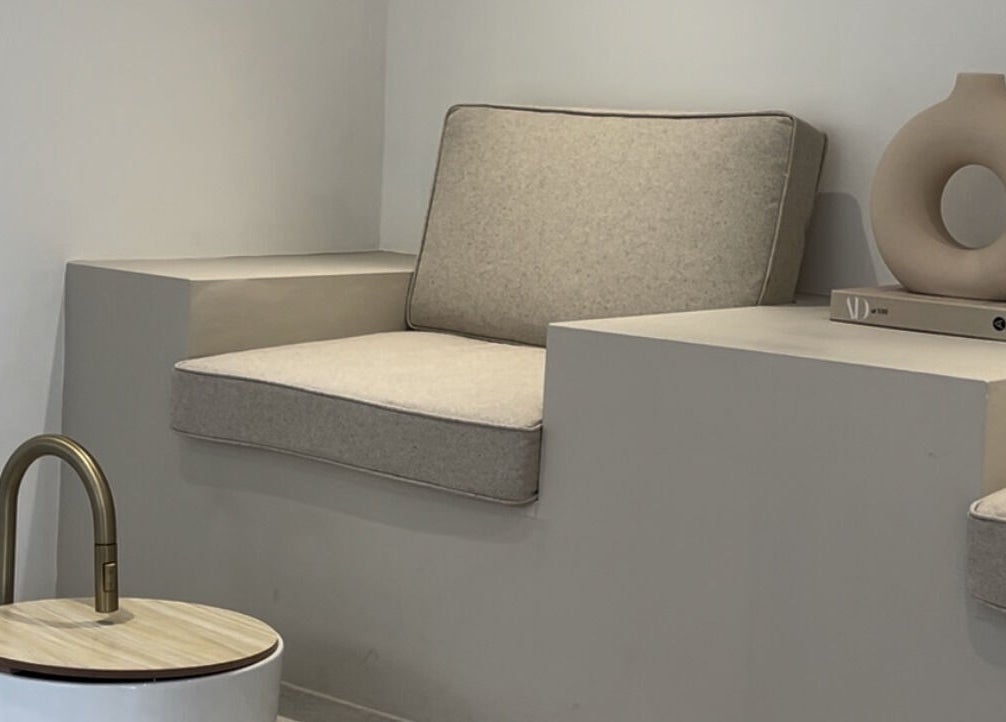 Modern seating area at Pure Indulgence, Great Sankey, England, GB, reflecting relaxation and style.