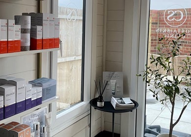 Costa Skin Clinic's serene interior with skincare products in Alnwick, England, GB, showcasing tranquil ambiance.
