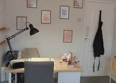 Inviting beauty workspace at Sugar and Beauty in Antrim, Northern Ireland, GB with a desk and decor.