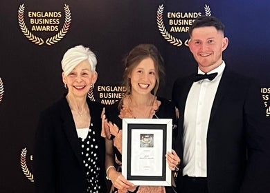 Serene Holistics And Beauty team at awards in Shrewsbury, England, GB holding a framed certificate.