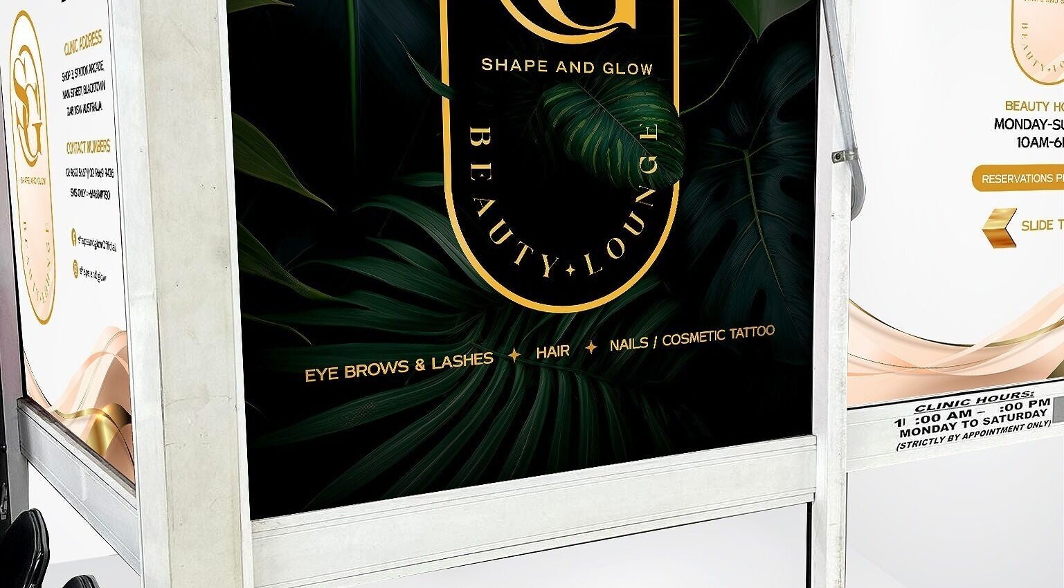 Chic signage of Sg Lounge at Blacktown, New South Wales, AU, showcasing beauty services.